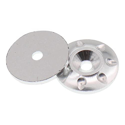 2PCS Metal Rear Wing Buttons Washer,Universal Rear Fixed Tail Protection Spacer/Gasket Compatible with 1/10 RC Off Road Short Truck Buggy Racing Car(Silver) - color: Silver