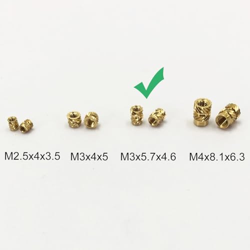 QSJ 120Pcs Threaded Inserts Heat Set Inserts Kit M3x5.7x4.6 Brass Insert Nut with Soldering Iron Tip for 3D Printed Plastic Materials - size: (120pcs) M3x5.7x4.6