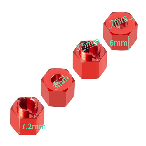 4PCS/Set Aluminum RC Car Wheel Hubs Adapters for Redcat Ascent 1/18th RC Crawler Car Upgrades (Blue) - color: Blue