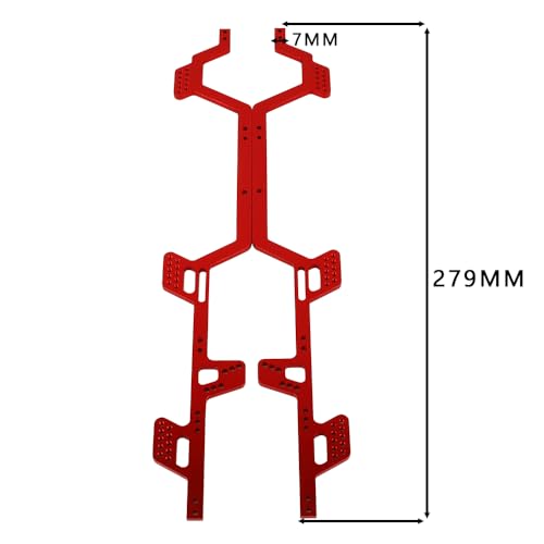 Aluminum Alloy 6x6 Chassis Frame Rail with Brass Complete Middle Axle for TRX4-M 1/18 RC Crawler Upgrade (red) - color: Red