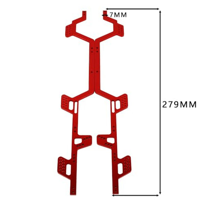 Aluminum Alloy 6x6 Chassis Frame Rail with Brass Complete Middle Axle for TRX4-M 1/18 RC Crawler Upgrade (red) - color: Red