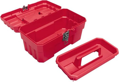 Akro-Mils 14-Inch Plastic Toolbox with Removable Tray, Steel Latch & Padlock Eye, Industrial-Grade Tool Box for Tools, Crafts, First Aid & Hobby Supplies, 14" x 8" x 8", Made in USA, Red (09514) - color: Red, size: 1-Pack