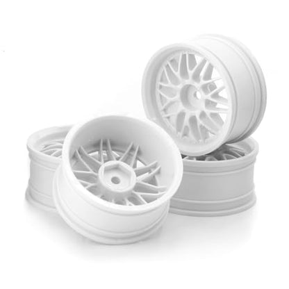 1/10 RC On Road Wheels Hubs 12mm Hex Hard Plastic Drift Rims for 1:10 Scale Rally Racing Car Tires Tamiya TT01 TT02 XV01 A959 PTG2 144001 HPI KYOSHO HSP PTG2 Touring Street Tyres 4PCS (White) - color: White