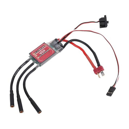 Cryfokt Brushless Motor ESC, 60A Adjustable Drag Brake Sinusoidal Start Electric Speed Controller, RC Car ESC with Bidirectional Modes for 2847 540 3650 Brushless Motor RC Cars Boats