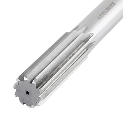 Accusize Industrial Tools 7/8'' H.S.S. Straight Shank Straight Flute Chucking Reamer, Flute Length 2-5/8'', Oal 10'', Right Hand, 8 Flute, 5015-0245 | 7/8" HSS Straight Shank Straight Flute Chucking Reamer, Flt Len 2-5/8", OAL 10", Right Hand Cut, 8 Flute