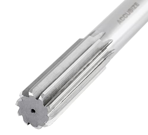 Accusize Industrial Tools 7/8'' H.S.S. Straight Shank Straight Flute Chucking Reamer, Flute Length 2-5/8'', Oal 10'', Right Hand, 8 Flute, 5015-0245 | 7/8" HSS Straight Shank Straight Flute Chucking Reamer, Flt Len 2-5/8", OAL 10", Right Hand Cut, 8 Flute
