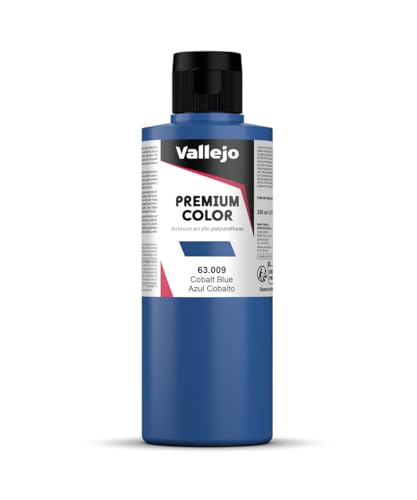 Vallejo - Premium Color Cobalt Blue 6.76 Fl.Oz. (200 ml) Matte Finish for Airbrushing, Acrylic-Polyurethane Hybrid Resin of Great Resistance Paint, RC, Model and Hobby Use - style: Cobalt Blue