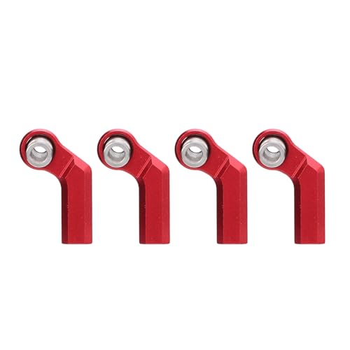 Bnineteenteam 4PCS RC Link Rod Ends M4 Curved CW 7mm Ball Head Set Alloy Steering Upgrade Replacement Parts for 1/10 Scale Model Cars (Red) - color: Red