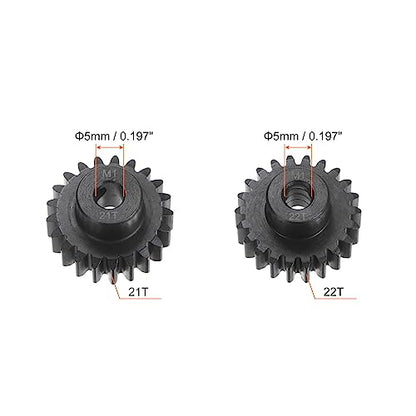 HARFINGTON Mod 1 M1 Pinion Motor Gear Set 2pcs 21T 22T Fit 5mm RC Motor Shaft M1 Pitch Gears for RC Car, with Hex Key - style: 21T 22T