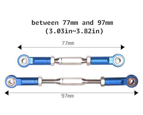 Aluminum Adjustable Turnbuckles Camber Link Upgrade Parts for Traxxas 1/10 Rustler 2WD/4X4, Slash 4X4/2WD, Stampede 4X4/2WD VXL, Hoss 4x4, 7 PCS (Blue) - color: Blue