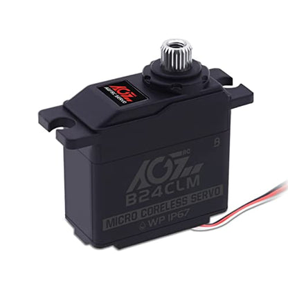 AGFRC B24CLM 6KG IP67 Waterproof Micro Servo for 1/16 RC | 0.085s/60° Speed, HV, Titanium Gears, Programmable, Digital, Coreless Motor, for 1/16 RC Cars, Boats & Crawlers