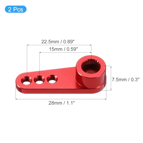 MECCANIXITY Aluminum Alloy 25T Steering Servo Single Arm Horn Red for DIY RC Car/Boat/Airplane Boat Accessories 2 Pcs - color: Red