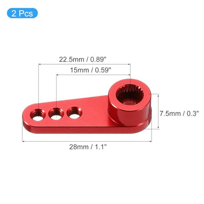 MECCANIXITY Aluminum Alloy 25T Steering Servo Single Arm Horn Red for DIY RC Car/Boat/Airplane Boat Accessories 2 Pcs - color: Red