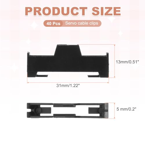 MECCANIXITY 40 Pcs Servo Extension Cable Clips Lock, Servo Cable Safety Connector Lead Wire Buckle Lock for RC Car Plane Boat DIY Y Adapter Cable, Black - color: Black