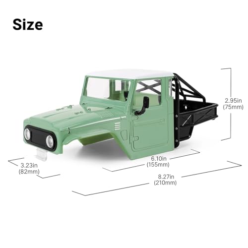 for TRX4M for Defender for Bronco 1/18 RC Crawler Car Upgrades Parts IR40 Hard Body Shell with Cage RC Car Parts(Green 1) - color: Green 1