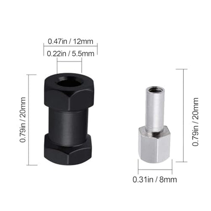 4-Pack HobbyPark 12mm Wheel Hex Drive Hubs Combiner Coupler Aluminum 20mm Offset Extension for 1/10 RC Crawler Car Parts (Black) - color: Black, size: 20mm Length