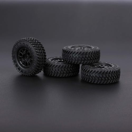 SCX24 Wheels and Tires 1.0 Beadlock Wheels 104g 50MM Soft Sticky Tires with Counterweight Ring for Axial SCX24 FMS FCX24M FCX24 Upgrades 1/24 RC Crawler - style: 104g