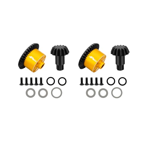 2PCS Diff Differential Case Cover 37t & 13t Gear Compatible with Arrma 1/10 Senton Big Rock Granite 3S BLX Diff Cover Outcast Kraton 4S 1/8 Typhon 3S Mojave Infraction Upgrades Part Yellow - color: Yellow