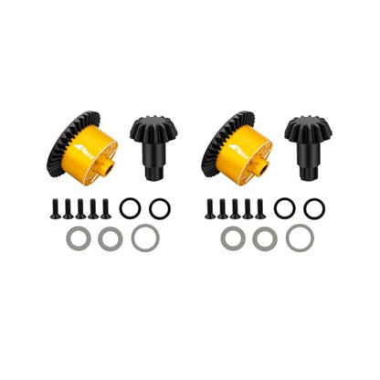 2PCS Diff Differential Case Cover 37t & 13t Gear Compatible with Arrma 1/10 Senton Big Rock Granite 3S BLX Diff Cover Outcast Kraton 4S 1/8 Typhon 3S Mojave Infraction Upgrades Part Yellow - color: Yellow