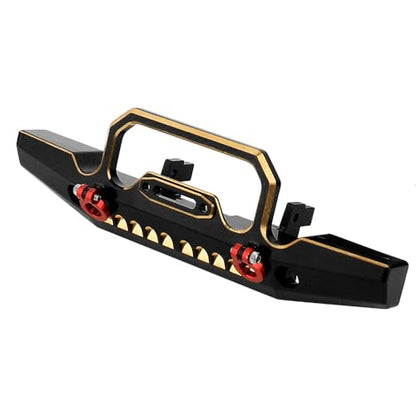 Heavy Duty Brass Black Coating Front Rear Bumper with Bumper Mount for 1/18 RC Crawler Car TRX4-M Defender Metal Upgrade Parts (Front Bumper)