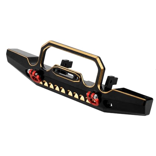 Heavy Duty Brass Black Coating Front Rear Bumper with Bumper Mount for 1/18 RC Crawler Car TRX4-M Defender Metal Upgrade Parts (Front Bumper)