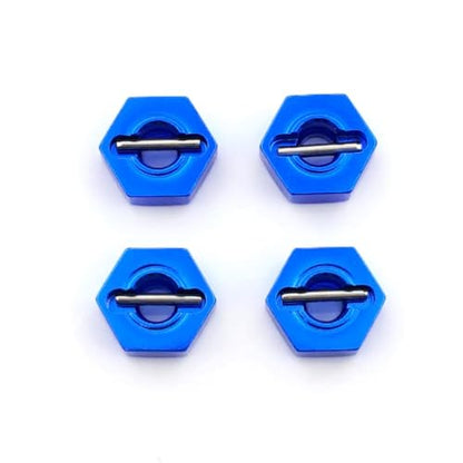 8pcs/Set Aluminum 12mm Wheel Hex Hubs Drive Adapter 5mm Thickness with 2x10mm pins for Redcat Axial HSP WLtoys Himoto Truck Model Car Upgrade Parts(Navy Blue) - color: Navy Blue