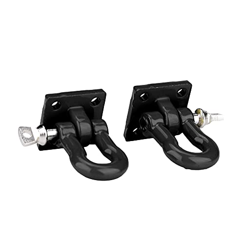 2pcs RC Trailer Hooks, 1:10 Scale RC Trailer Winch Hook Trailer Buckle for RC Climbing Car Crawler Truck Upgrade Part(Black) Model Car Accessories 1/10 Scale Rc Shackles Metal Bumper Hooks Rc Truck