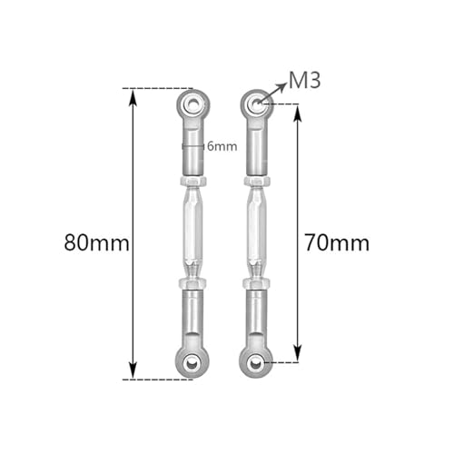 Compatible with Traxxas for Slash 4X4 2WD 1/10 RC Car Upgrade Parts 1 Set MetalTurnbuckle Camber Link End Adjustable Kit Linkage - color: Black