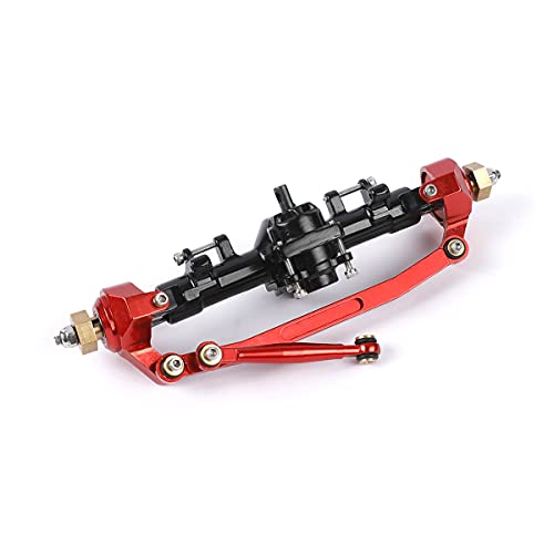 1/24 RC Aluminum Complete Front Axle for Axial SCX24 RC Crawler Upgrades (Black & Red) - color: Black & Red