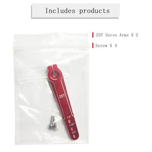 2Pcs Aluminum 1.75inch 25T Servo Arm Horn Long Steering Servo Arms Compatible Futaba Savox Xcore HL HSP HD Power Rc Servos for RC Airplanes RC Plane Crawler Car