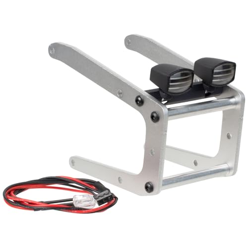 RC Car Aluminum Front Bumper w/Lighting for Tamiya Bullhead ClodBuster 4x4x4 Monster Truck Car Upgrade Parts (Silver) - color: Silver