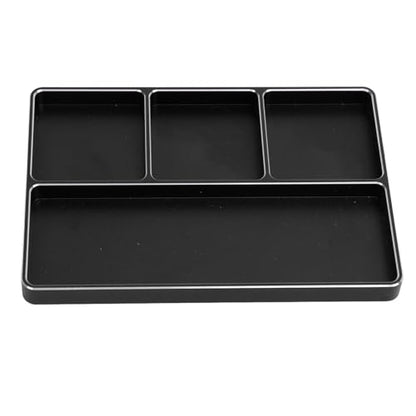 RC Repair Screw Tray, Aluminum Alloy 4 Grids Screw Tray with Magnetic Pad for 1/10 1/8 RC Car Airplanes Helicopters, Durable Tool Tray for Model Screws and Small Parts (Black) - color: Black