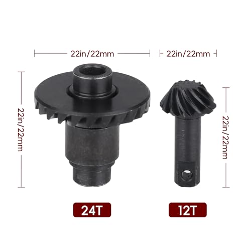 24T/12T Steel Helical Gear Set Front Rear Axles for 1/18 Traxxas TRX4M Crawler RC Car Upgrades