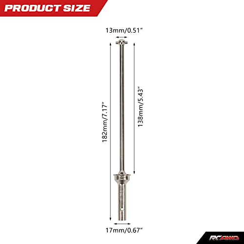RCAWD CVD Driveshaft 183mm for ARRMA 6S, 1/8 Kraton 6S, Notorious 6S, Outcast 6S & 1/7 Fireteam 6S Upgrades Parts, #45 Steel Drive shafts Hop Ups for #AR220033#ARAC3985 Silver - color: Silver