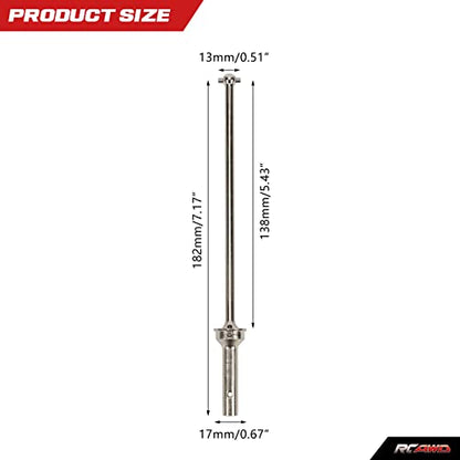 RCAWD CVD Driveshaft 183mm for ARRMA 6S, 1/8 Kraton 6S, Notorious 6S, Outcast 6S & 1/7 Fireteam 6S Upgrades Parts, #45 Steel Drive shafts Hop Ups for #AR220033#ARAC3985 Silver - color: Silver