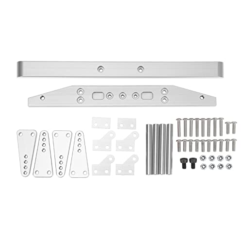 Aluminum Alloy RC Car Chassis Frame Set, 1/10 RC Chassis with Front Rear Bumpers, Heavy Duty Metal Frame for SCX10 D90 1/10 RC Crawler, Upgrade Kit with Mounting Screws Accessories (Silver) - color: Silver