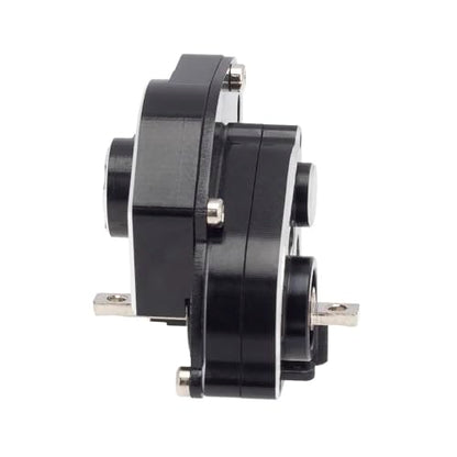 MEUS Racing RC Crawler Aluminum Transmission Gearbox, Assembled Transmission Case Complete Gearbox Upgrade Parts for 1/24 Axial SCX24 Deadbolt 90081 C10 Wrangler (HELIDIRECT) (Black) - color: Black