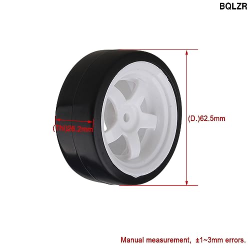 5 Spoke White Wheel Rim & Tyre Tires White+Black for RC 1:10 Drift Car & On Road Car Pack Of 4