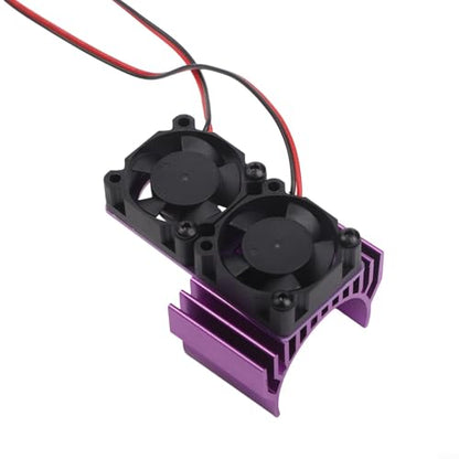 Aluminum RC Motor Heat Sink with Dual 30mm Cooling Fans 1: 10 Cars Compatible Having 540 550 Brushed 3650 3660 Brushless Motors Red(Purple) - color: Purple