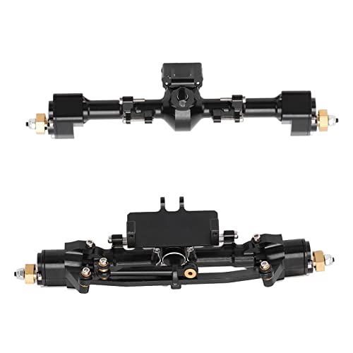 RiToEasysports RC Car Portal Axles, CNC Aluminum Alloy Gear Set, Metal Front Rear Axle Assembly for Axial 1/24 SCX24 Upgrade, Black - color: Black