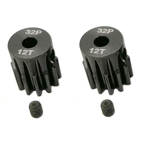 2pcs 3942X Hardened Steel 12-Tooth Pinion Gear (32 Pitch) for Traxxas Slash Rrustler Stampede Raptor 4x4 VXL TRX-4 TRX-6 12T Moter Pinion Upgrade Parts
