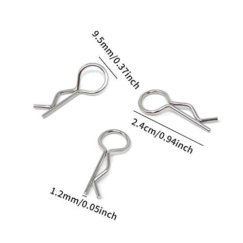 Honbay 100PCS 1/10 Metal Car Truck Buggy Shell Body Clips Pins for for RC Vehicles - size: 1/10