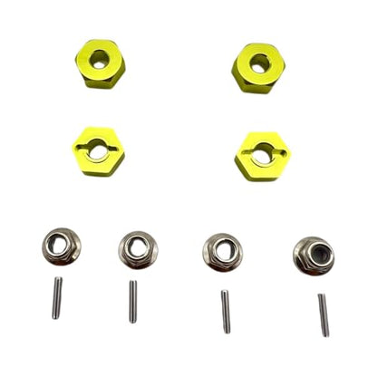 Aluminum 12mm Hex Hubs Wheel Adapters & M4 Flanged Lock Nuts,5mm Thick,for HPI HSP Redcat Tamiya Traxxas Axial RC4WD D90 1/10 RC Car (Golden)