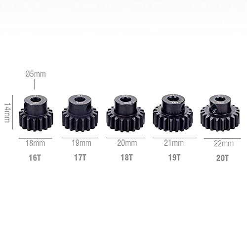 Metal Steel M1 Pinion Gear Sets 16T 17T 18T 19T 20T 5mm Shaft Motor Gears with Hex Key for 1/10 RC Brushless Brush Motor | Metal Steel,With Hex Key for Arrma HSP HPI AXIAL Tamiya Losi 1/10 RC Brushless Brush Motor - style: 16T 17T 18T 19T 20T