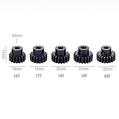 Metal Steel M1 Pinion Gear Sets 16T 17T 18T 19T 20T 5mm Shaft Motor Gears with Hex Key for 1/10 RC Brushless Brush Motor | Metal Steel,With Hex Key for Arrma HSP HPI AXIAL Tamiya Losi 1/10 RC Brushless Brush Motor - style: 16T 17T 18T 19T 20T