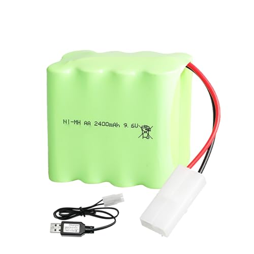 9.6V 2400mAh NI-MH Battery Pack RC Replacement Rechargeable AA Battery Pack with KET-2P USB Charger Cable for Toys,Drone,Remote Control Car Accessory