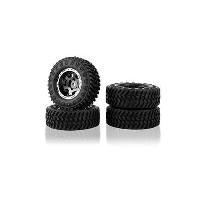 FCX24 Wheels and Tires 1.0 Beadlock Wheels 50MM Soft Sticky Tires with Brass Counterweight Ring for Axial SCX24 FMS FCX24M FCX24 Upgrades 1/24 RC Crawler - style: 160g