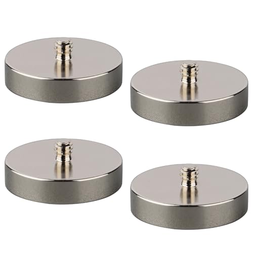 MUTUACTOR 4PCS Universal Neodymium Pot Magnets,1/4-20 Male Threaded Anti-Broken Magnetic Mounting Magnet,115lbs Heavy Duty Rare Earth Magnets for Tripods and Camera Base LED Light Tools Brackets - style: 115 lbs 1/4-20" Male S 4pcs