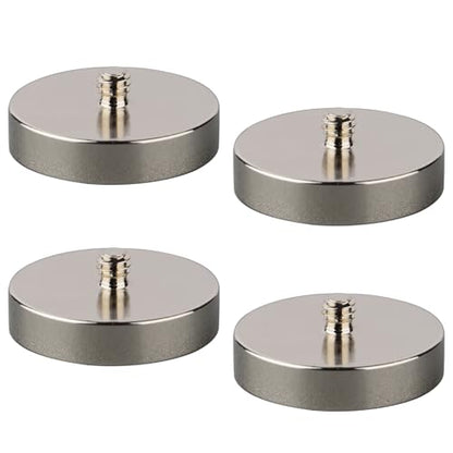 MUTUACTOR 4PCS Universal Neodymium Pot Magnets,1/4-20 Male Threaded Anti-Broken Magnetic Mounting Magnet,115lbs Heavy Duty Rare Earth Magnets for Tripods and Camera Base LED Light Tools Brackets - style: 115 lbs 1/4-20" Male S 4pcs