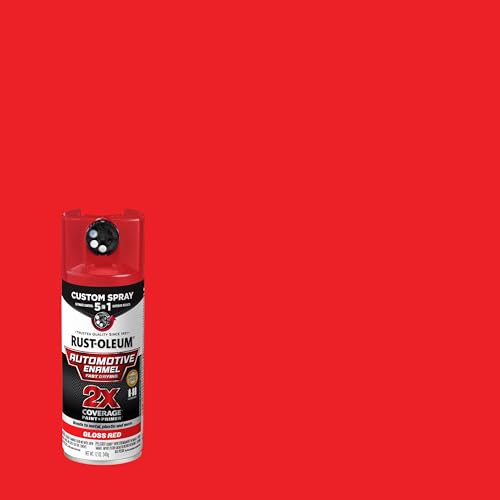 Rust-Oleum 2X Automotive Enamel 5-in-1 Spray Paint, Gloss Red | Fast Dry, Adjustable Custom Spray Dial, Multi Surface (Metal, Wood, Plastic and More), Any Angle, Ultimate Coverage - color: Gloss Red, size: 12 Ounce (Pack of 1)